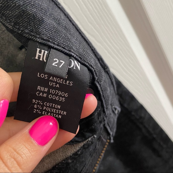 HUDSON BLACK METALLIC STRIPED PRINT JEANS SIZE 27 - Picture 5 of 12